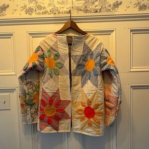 Handmade upcycled Colorful Patchwork Quilted Jacket- Small